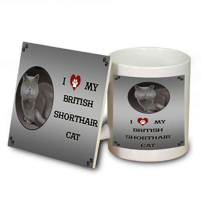 I Love My British Shorthair Cat Mug and Coaster Set