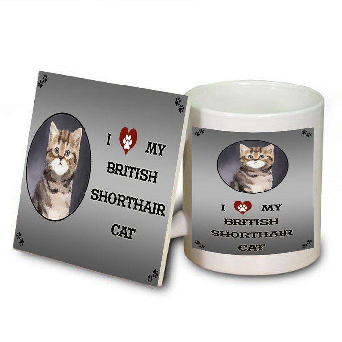 I Love My British Shorthair Cat Mug and Coaster Set