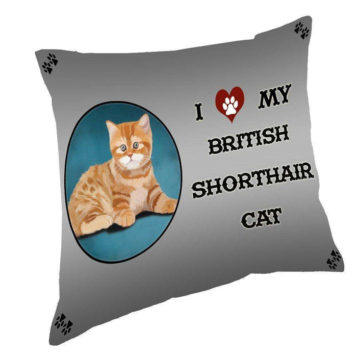 I Love My British Shorthair Cat Throw Pillow