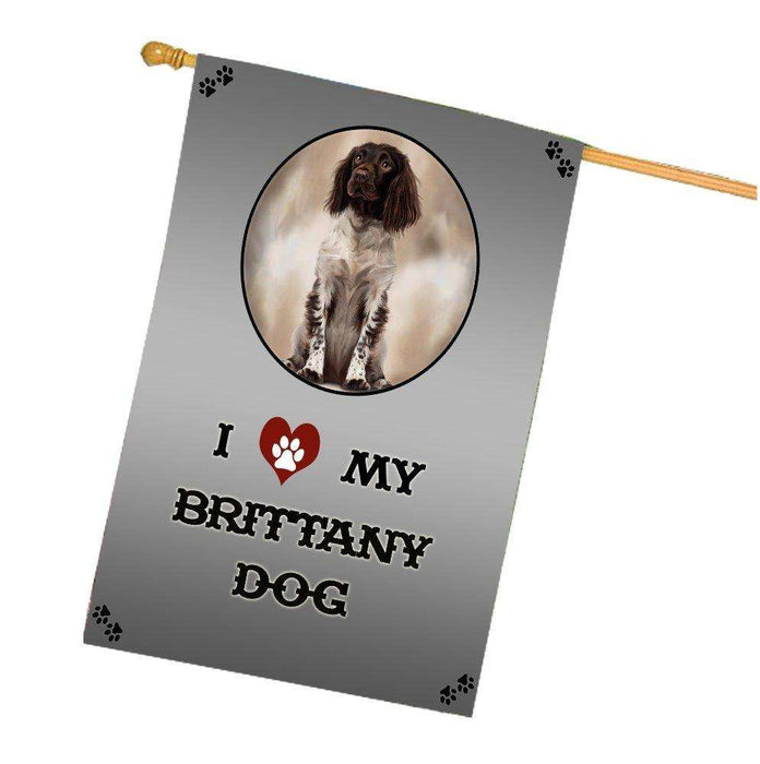 I Love My Brittany Dog House Flag