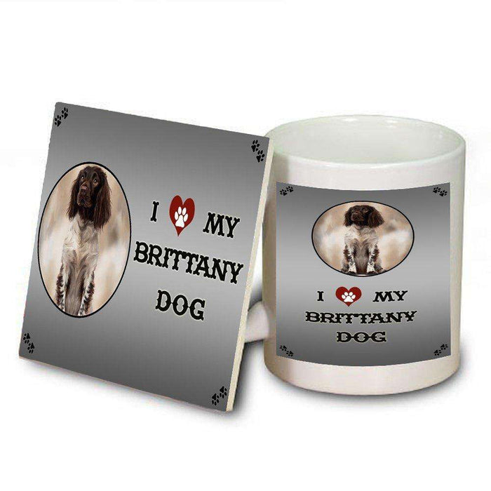 I Love My Brittany Dog Mug and Coaster Set