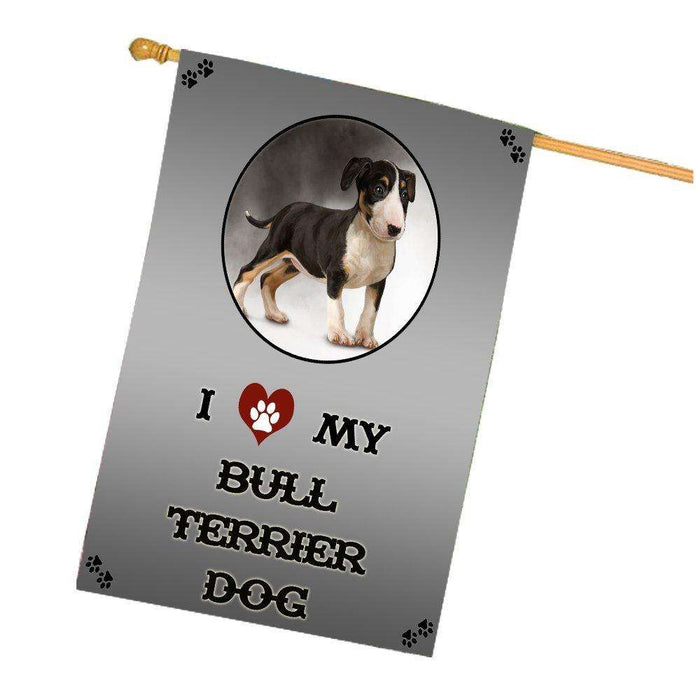 I Love My Bull Terrier Dog House Flag
