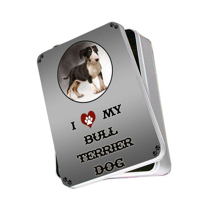 I Love My Bull Terrier Dog Photo Storage Tin