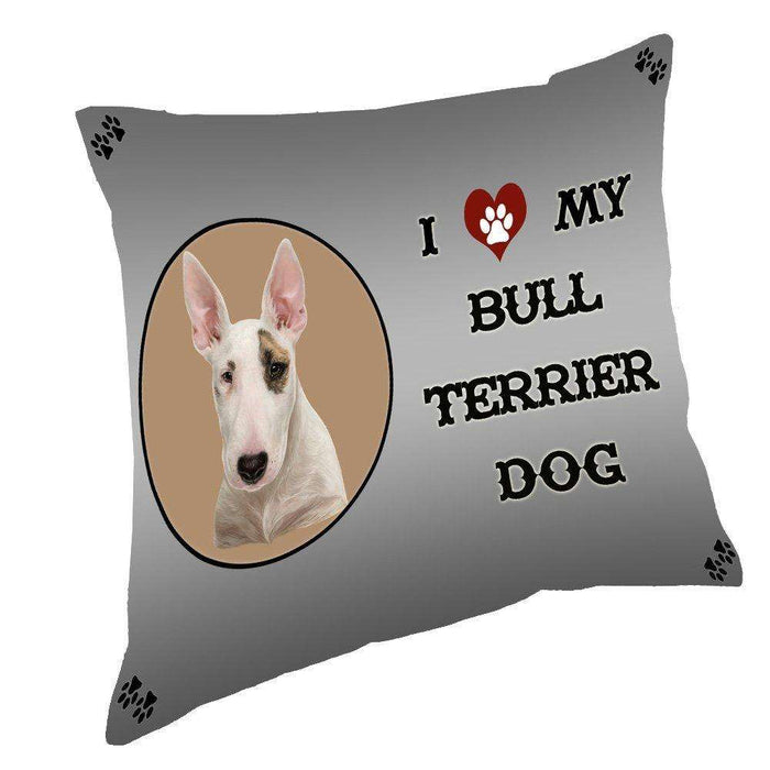 I Love My Bull Terrier Dog Throw Pillow