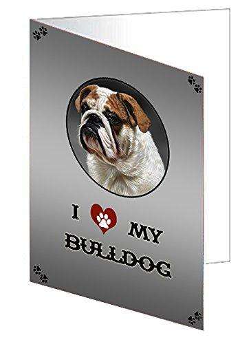 I Love My Bulldog Dog Handmade Artwork Assorted Pets Greeting Cards and Note Cards with Envelopes for All Occasions and Holiday Seasons