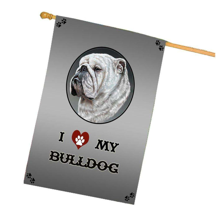 I Love My Bulldog Dog House Flag
