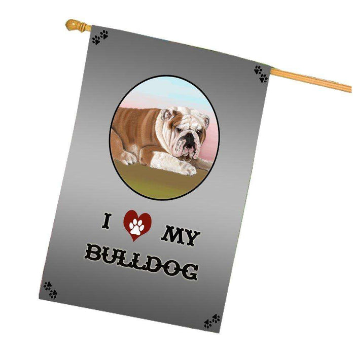 I Love My Bulldog Dog House Flag