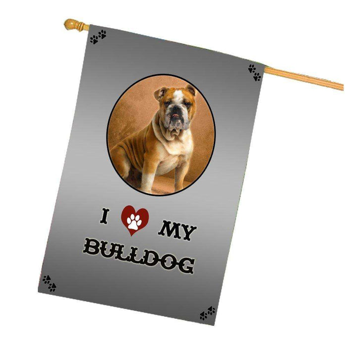 I Love My Bulldog Dog House Flag