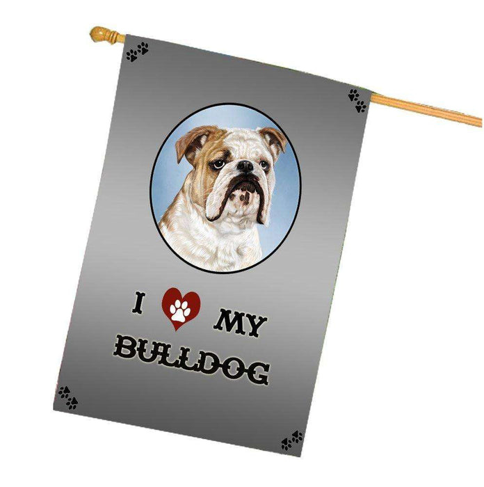 I Love My Bulldog Dog House Flag