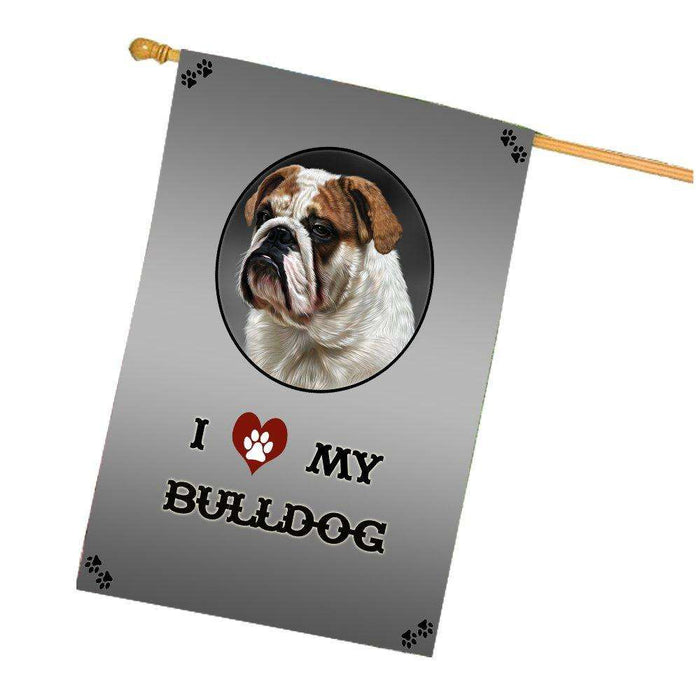 I Love My Bulldog Dog House Flag