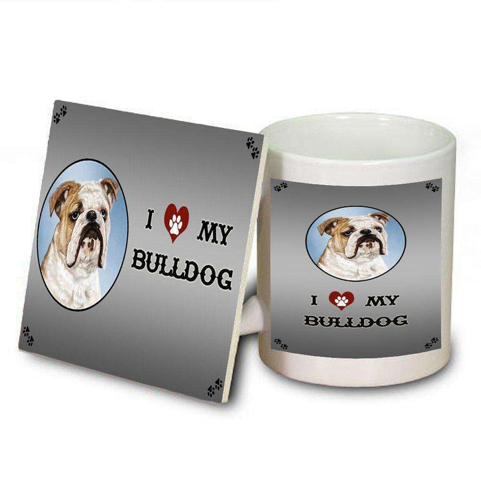 I Love My Bulldog Dog Mug and Coaster Set