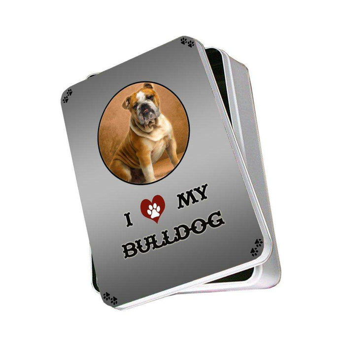 I Love My Bulldog Dog Photo Storage Tin