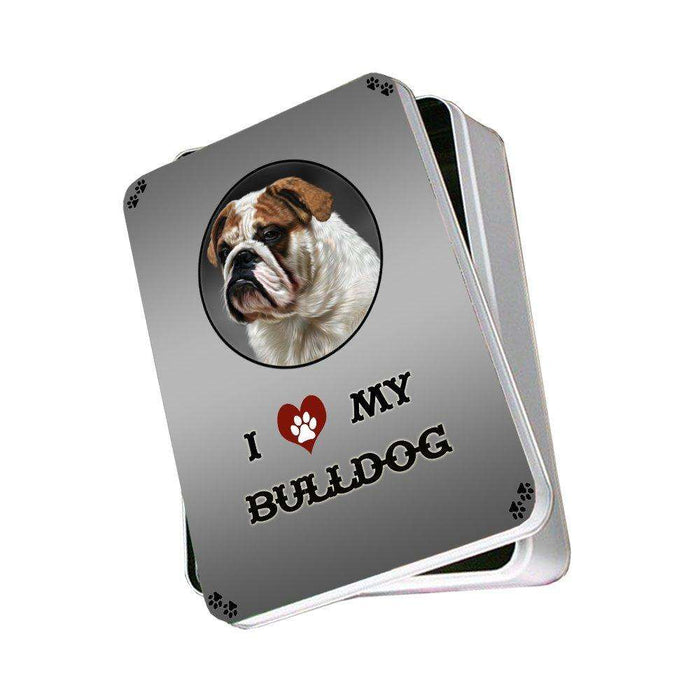 I Love My Bulldog Dog Photo Storage Tin