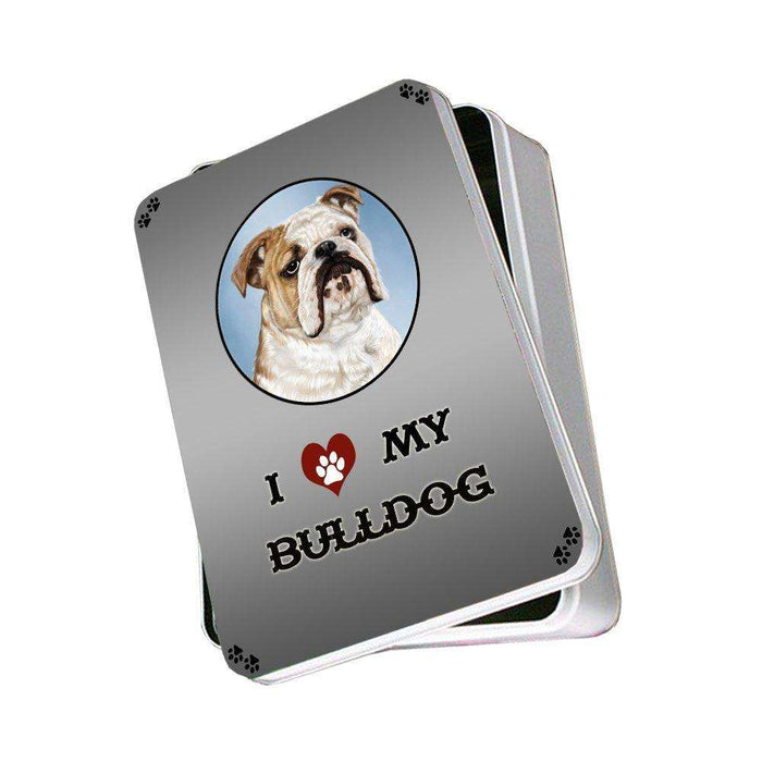 I Love My Bulldog Dog Photo Storage Tin