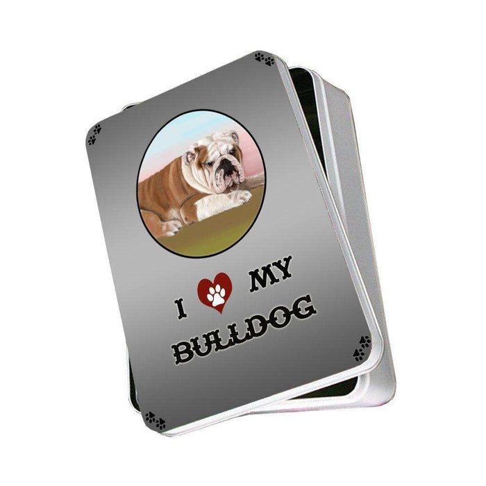 I Love My Bulldog Dog Photo Storage Tin