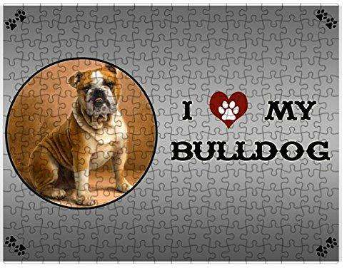 I Love My Bulldog Dog Puzzle with Photo Tin