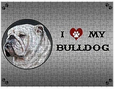 I Love My Bulldog Dog Puzzle with Photo Tin