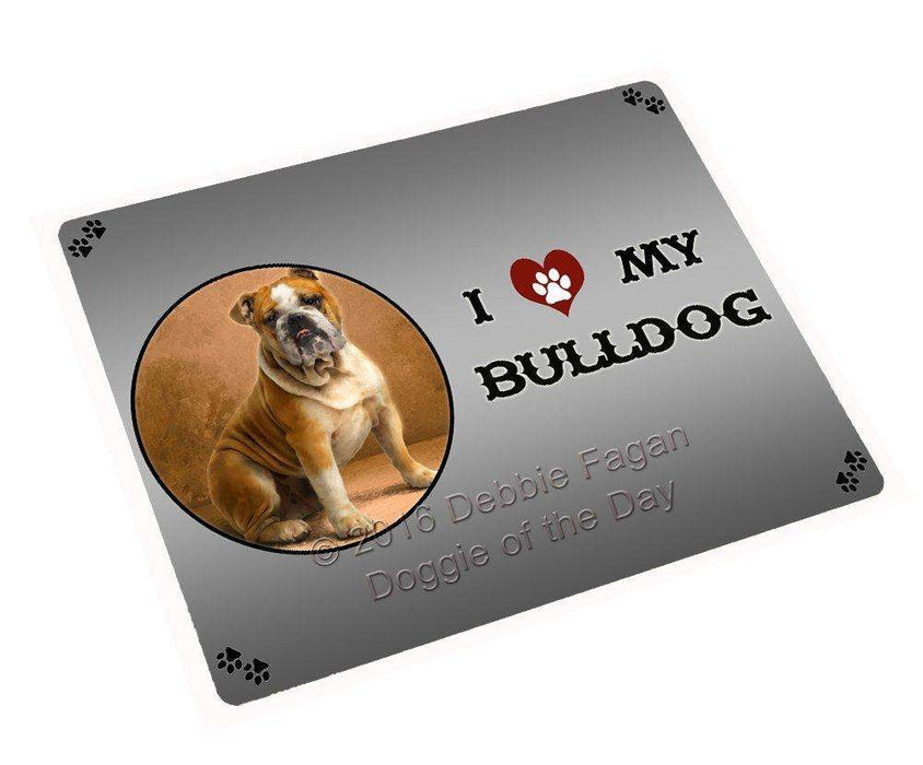I Love My Bulldog Dog Tempered Cutting Board