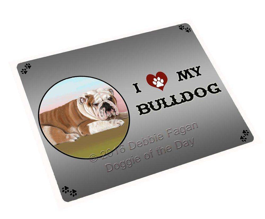 I Love My Bulldog Dog Tempered Cutting Board