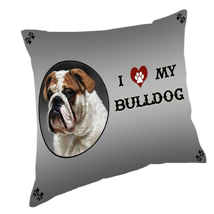 I Love My Bulldog Dog Throw Pillow