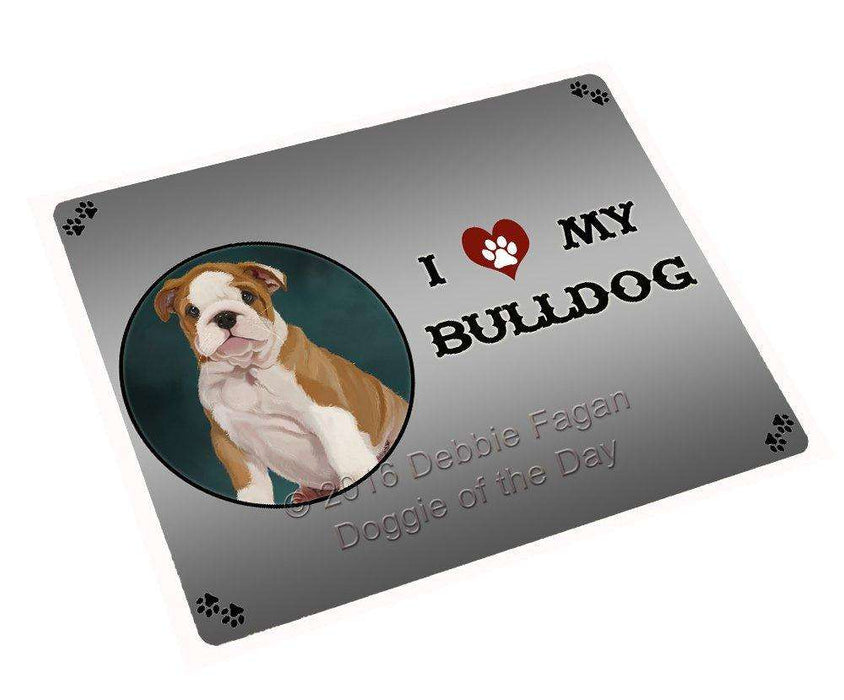 I Love My Bulldog Puppy Dog Art Portrait Print Woven Throw Sherpa Plush Fleece Blanket