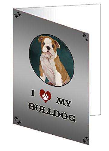 I Love My Bulldog Puppy Dog Handmade Artwork Assorted Pets Greeting Cards and Note Cards with Envelopes for All Occasions and Holiday Seasons