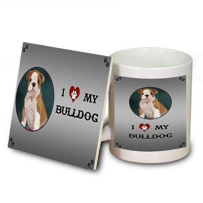 I Love My Bulldog Puppy Dog Mug and Coaster Set