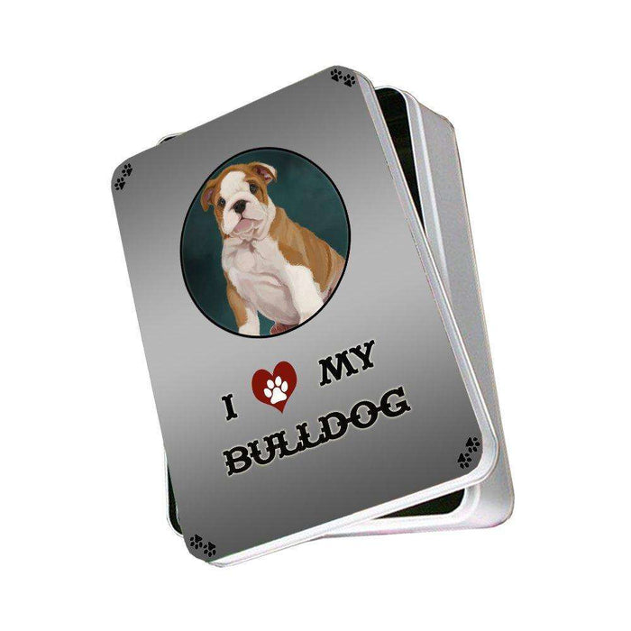 I Love My Bulldog Puppy Dog Photo Storage Tin