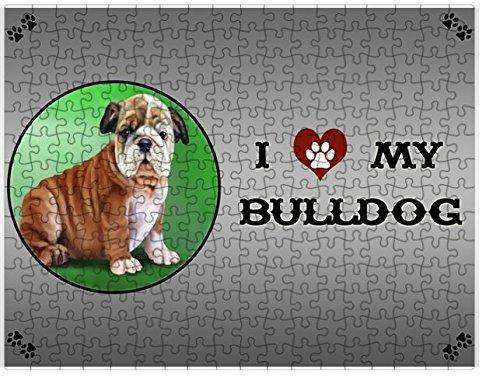 I Love My Bulldog Puppy Dog Puzzle with Photo Tin