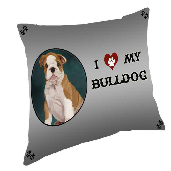 I Love My Bulldog Puppy Dog Throw Pillow
