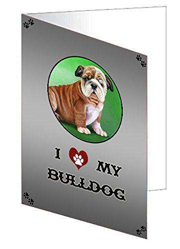 I Love My Bulldog Puppy Handmade Artwork Assorted Pets Greeting Cards and Note Cards with Envelopes for All Occasions and Holiday Seasons