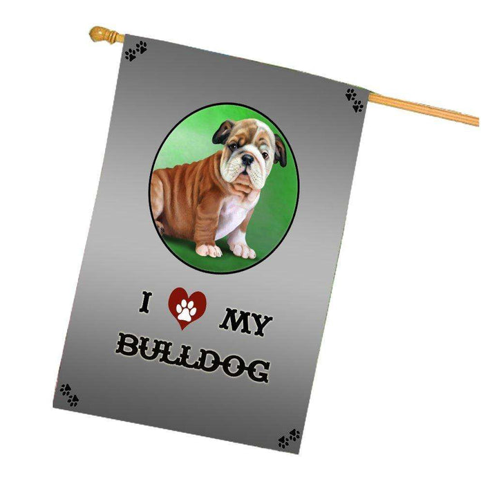 I Love My Bulldog Puppy House Flag