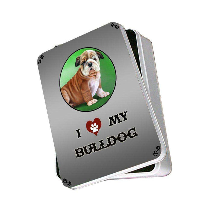 I Love My Bulldog Puppy Photo Storage Tin