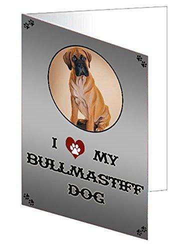 I Love My Bullmastiff Dog Handmade Artwork Assorted Pets Greeting Cards and Note Cards with Envelopes for All Occasions and Holiday Seasons