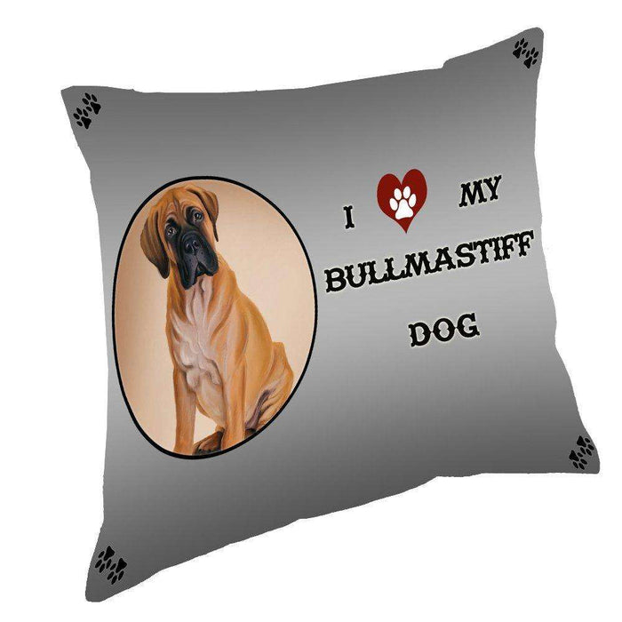 I Love My Bullmastiff Dog Throw Pillow