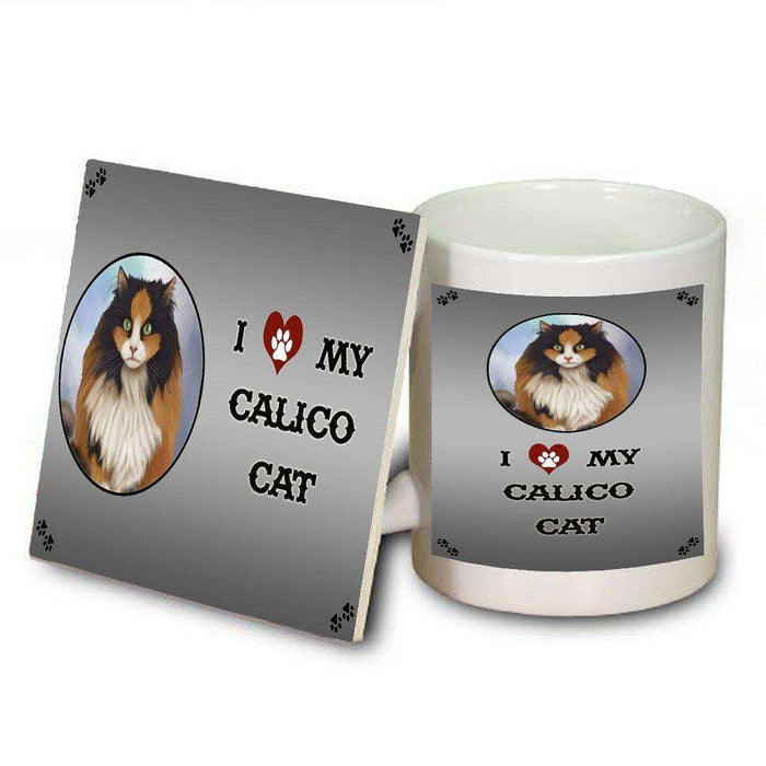 I Love My Calico Cat Mug and Coaster Set