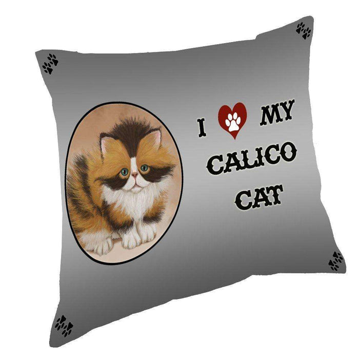 I Love My Calico Cat Throw Pillow