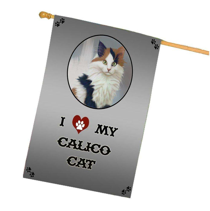 I Love My Calico Kitten Cat House Flag