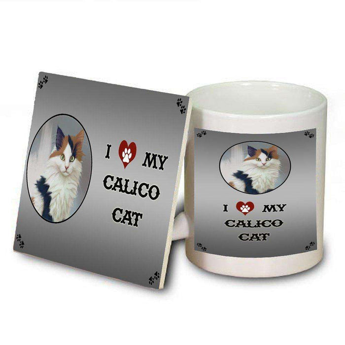 I Love My Calico Kitten Cat Mug and Coaster Set