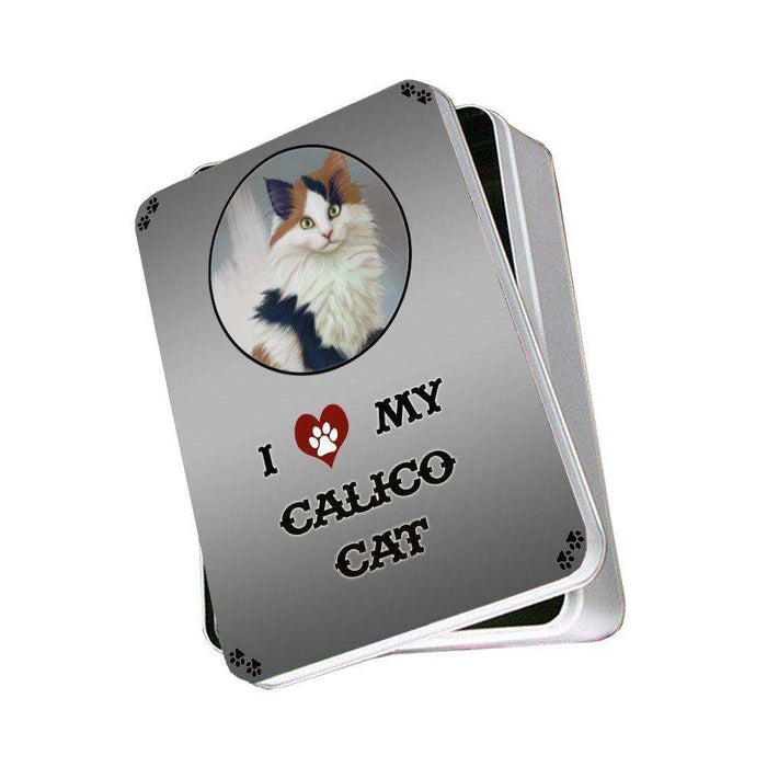 I Love My Calico Kitten Cat Photo Storage Tin