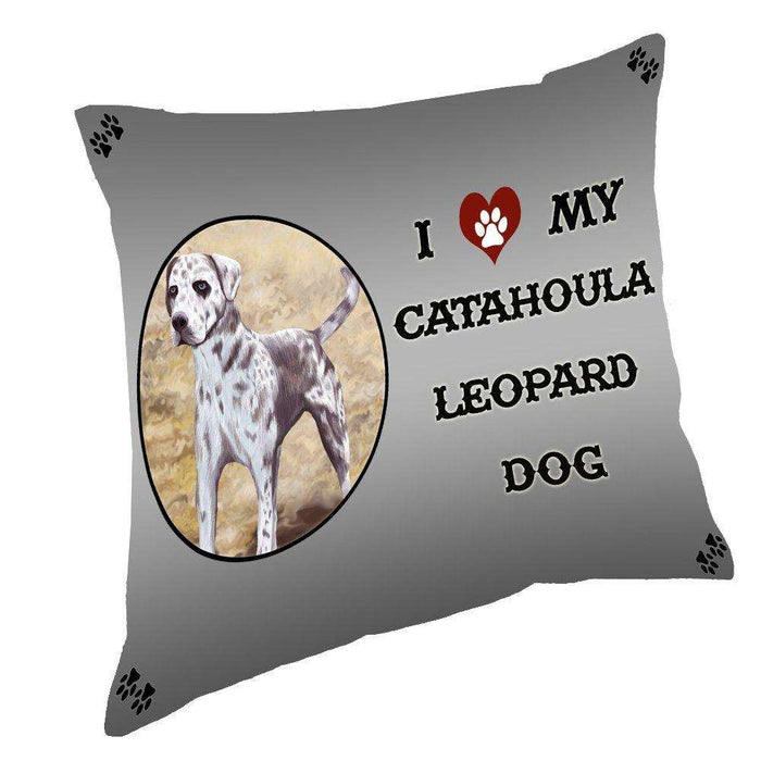 I Love My Catahoula Leopard Dog Throw Pillow