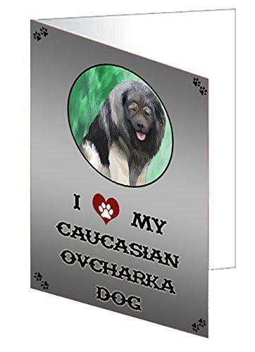 I Love My Caucasian Ovcharka Dog Handmade Artwork Assorted Pets Greeting Cards and Note Cards with Envelopes for All Occasions and Holiday Seasons
