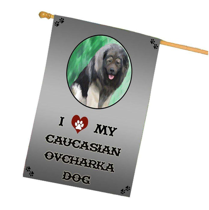 I Love My Caucasian Ovcharka Dog House Flag