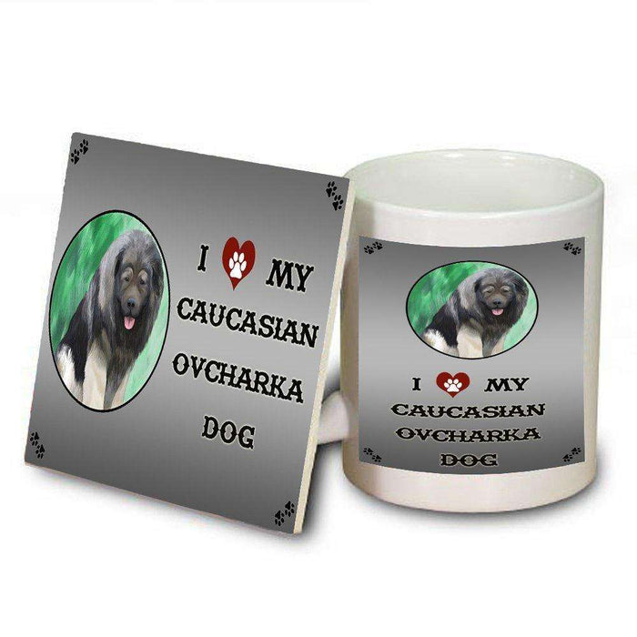 I Love My Caucasian Ovcharka Dog Mug and Coaster Set