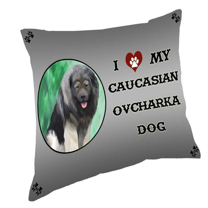 I Love My Caucasian Ovcharka Dog Throw Pillow