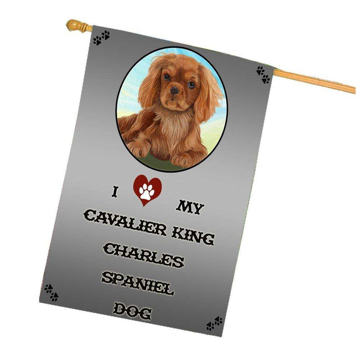 I Love My Cavalier King Charles Spaniel Dog House Flag