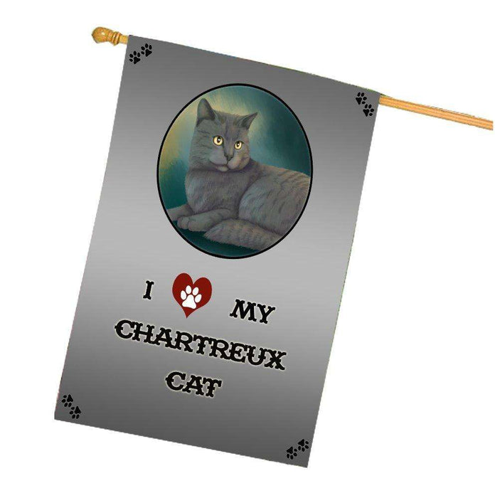 I Love My Chartreux Cat House Flag