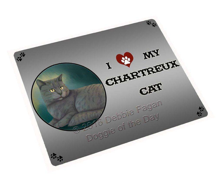 I Love My Chartreux Cat Tempered Cutting Board