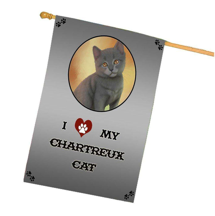 I Love My Chartreux Kitten Cat House Flag