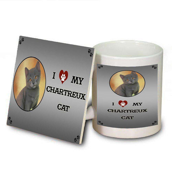 I Love My Chartreux Kitten Cat Mug and Coaster Set